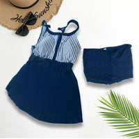 Women's Printed Mesh-Panel Flared Swim Top and Shorts 2 PC Tankini Set - KaleaBoutique.com