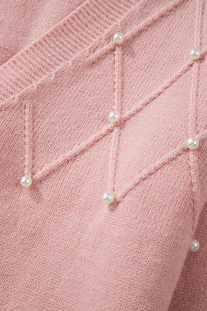 KaleaBoutique Stylish Textured Knit Pearl Beaded Button Up Cardigan - KaleaBoutique.com