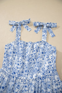 KaleaBoutique Stylish Floral Print Knot Straps High Waist Flared Maxi Dress - KaleaBoutique.com