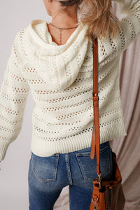 KaleaBoutique Pointelle Knit Raglan Sleeve Hooded Sweater - KaleaBoutique.com