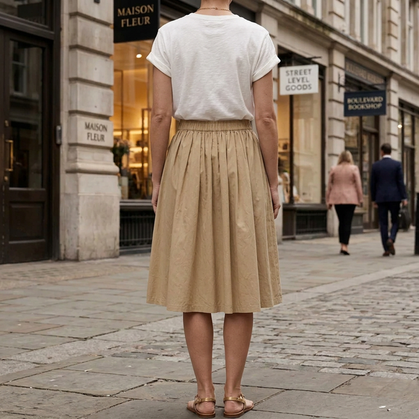 Women's Elastic-Waist A-Line Midi Skirt