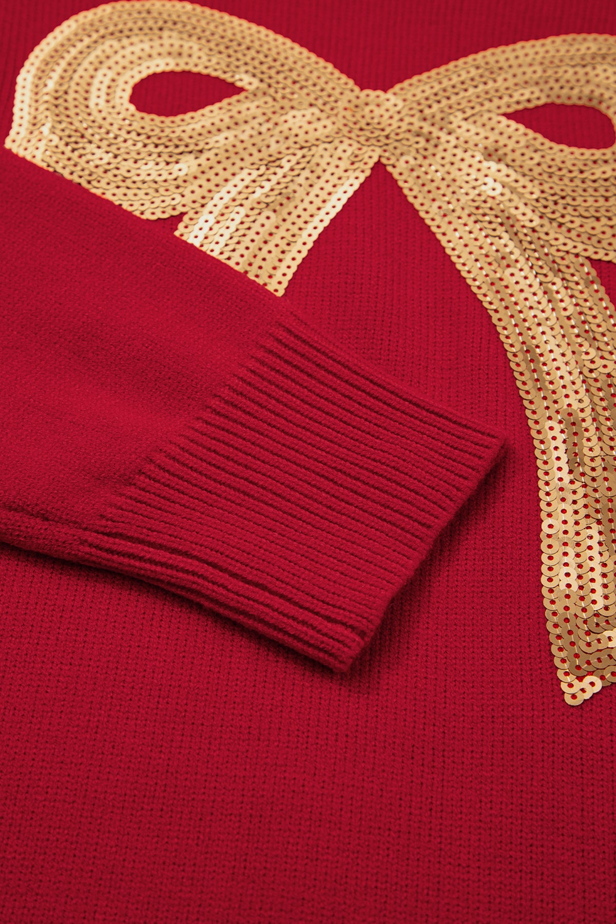 Sequined Bow Graphic Christmas Holiday Sweater - KaleaBoutique.com