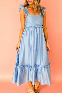 KaleaBoutique Stylish Solid Color Ruffle Trim High Waist Sleeveless Maxi Dress - KaleaBoutique.com