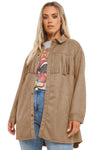 KaleaBoutique Fringe Trim Plus Size Suede Shacket - KaleaBoutique.com