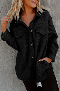 Retro Quilted Flap Pocket Button Shacket - KaleaBoutique.com
