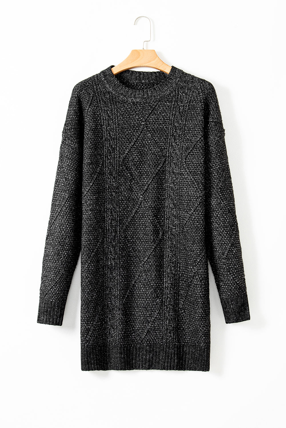 KaleaBoutique Stylish Cable Knit Drop Shoulder Loose Fit Sweater Dress - KaleaBoutique.com