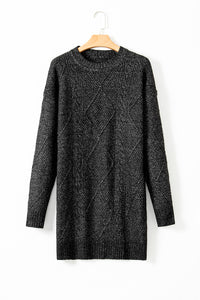 KaleaBoutique Stylish Cable Knit Drop Shoulder Loose Fit Sweater Dress - KaleaBoutique.com
