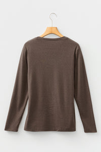 KaleaBoutique Stylish Solid Exposed Seam Crew Neck Long Sleeve Top - KaleaBoutique.com