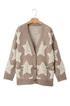KaleBoutique Stylish Sherpa Star Pattern Textured Sweater Cardigan with Pockets - KaleaBoutique.com