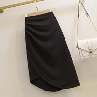 Women's High-Waist Ruched Asymmetric Midi Skirt - KaleaBoutique.com