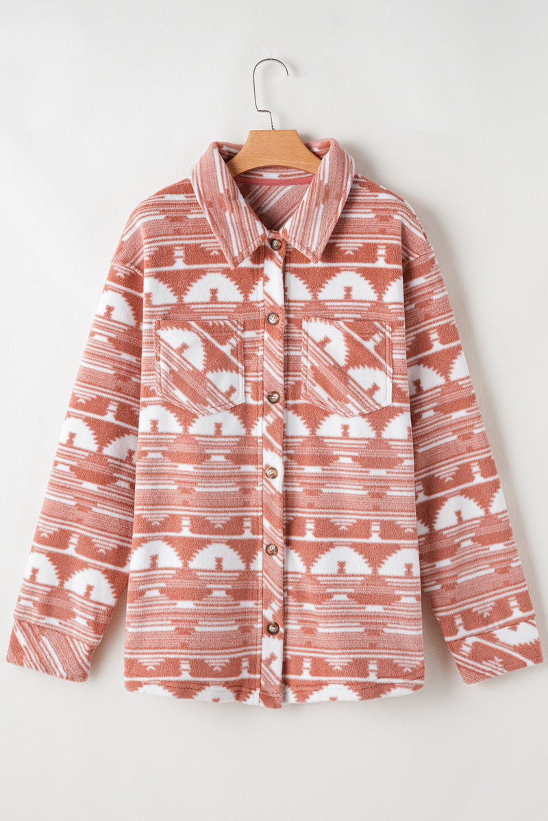 KaleaBoutique Plus Size Aztec Print Chest Pocket Shacket - KaleaBoutique.com