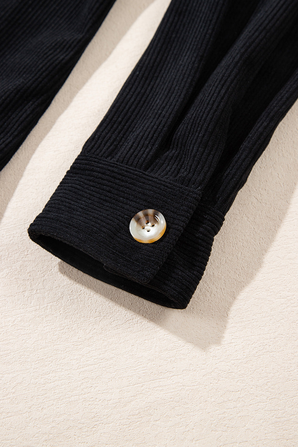 KaleaBoutique Black Hooded Drawstring Pockets Corduroy Shacket - KaleaBoutique.com
