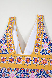 Floral Print V-Neck One-Piece Swimsuit by Kalea Boutique - KaleaBoutique.com