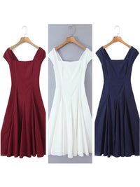 Back-strap Waist-cinching Elegant A-line Dress - KaleaBoutique.com