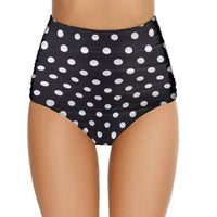 Women's High-Waist Ruched Swim Briefs in Solid and Polka-Dot Styles - KaleaBoutique.com
