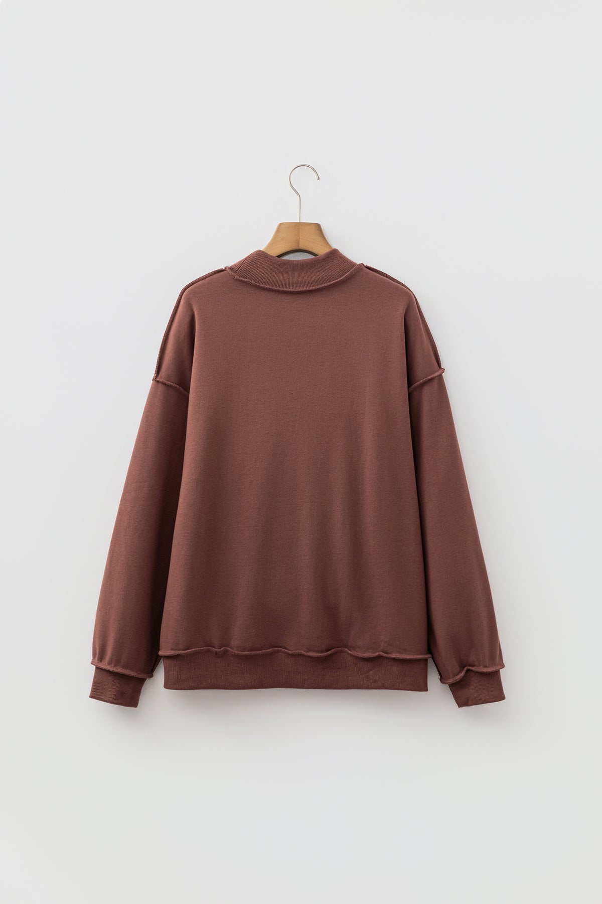 KaleaBoutique Stylish Oversize Drop Shoulder Reversible Mock Neck Sweatshirt - KaleaBoutique.com