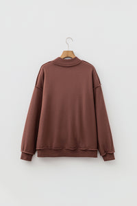 KaleaBoutique Stylish Oversize Drop Shoulder Reversible Mock Neck Sweatshirt - KaleaBoutique.com