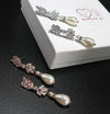 Baroque Pearl Crystal Earrings, Bridal Pearl Drop Ear Studs, Diamond Gem Dangle Wedding Pearl Earrings, Bridesmaid CZ Tassel Copper Earrings - KaleaBoutique.com