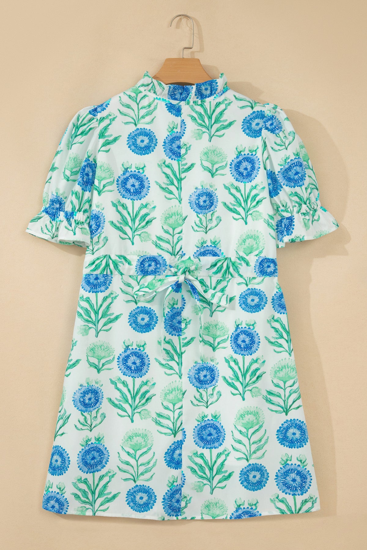 KaleaBoutique Comfortable Floral Print Half Button Frilly Short Sleeve Dress - KaleaBoutique.com