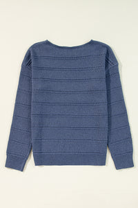 KaleaBoutique Boat Neck Drop Shoulder Pointelle Knit Sweater - KaleaBoutique.com