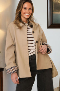 KaleaBoutique Stylish Plaid Liner Patchwork Single Breasted Trench Coat - KaleaBoutique.com