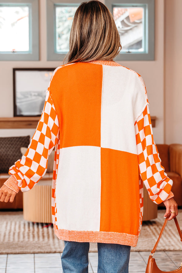 KaleaBoutique Stylish Checkered Open Front Drop Shoulder Cardigan - KaleaBoutique.com