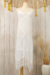 KaleaBoutique Stylish Crisscross Knot Back Hollow Out Tasseled Beach Dress - KaleaBoutique.com