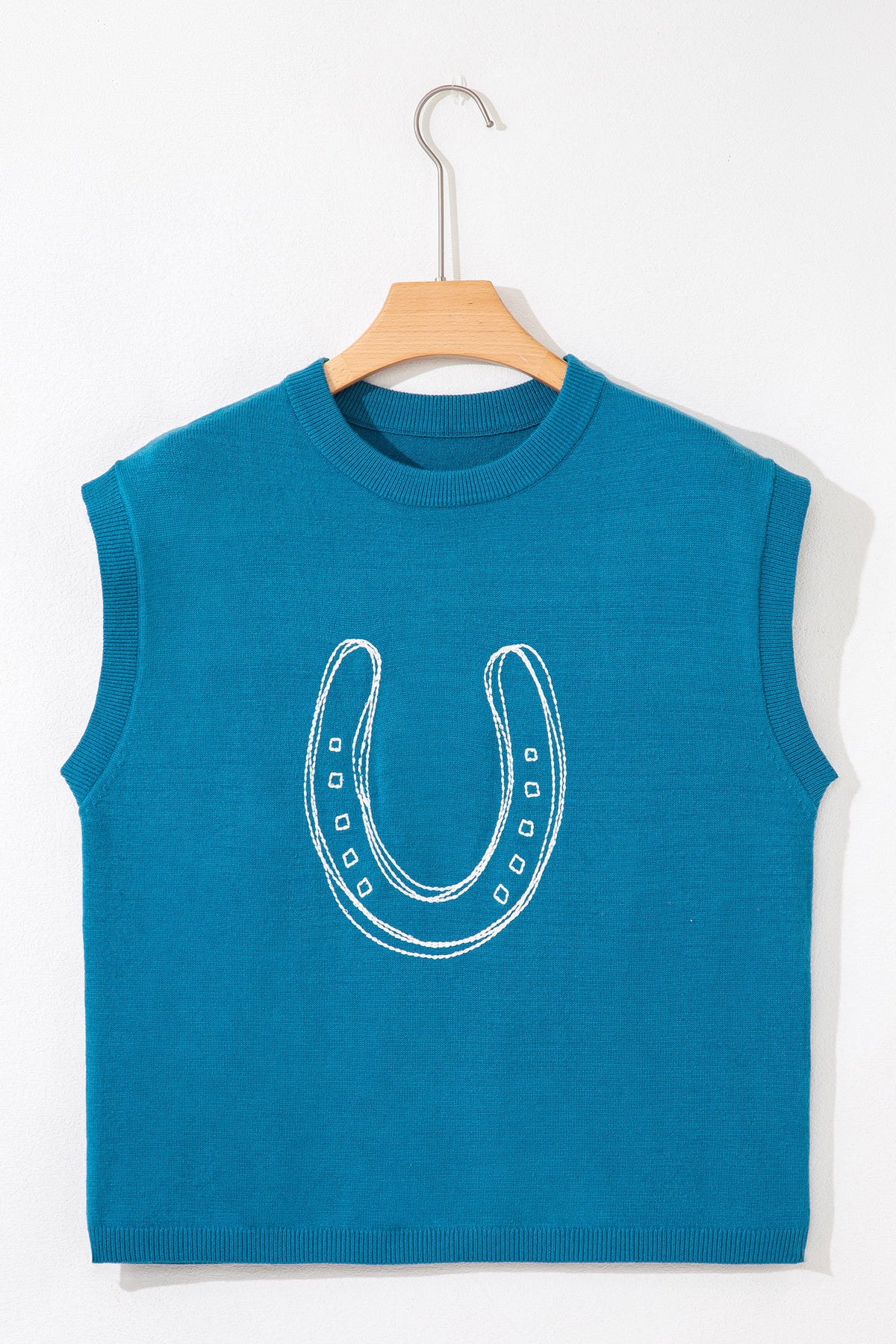 KaleaBoutique Comfortable Horse Shoe Embroidered Loose Short Sleeve Sweater - KaleaBoutique.com