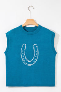 KaleaBoutique Comfortable Horse Shoe Embroidered Loose Short Sleeve Sweater - KaleaBoutique.com