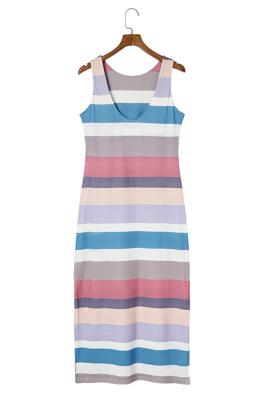 KaleaBoutique Stylish Stripe Print Slit Maxi Tank Top Dress - KaleaBoutique.com