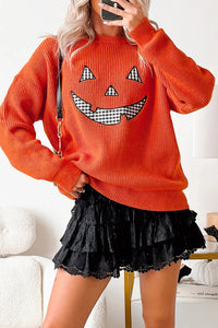 Drop Shoulder Long Sleeve Round Neck Halloween Sweater - KaleaBoutique.com