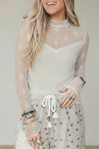 KaleaBoutique Stylish Lace Mesh Long Sleeve Top - KaleaBoutique.com