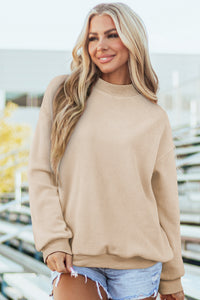 Oversize Drop Shoulder Reversible Mock Neck Sweatshirt - KaleaBoutique.com