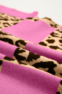 KaleaBoutique Comfortable Leopard Checkerboard Short Sleeve Knit Sweater - KaleaBoutique.com