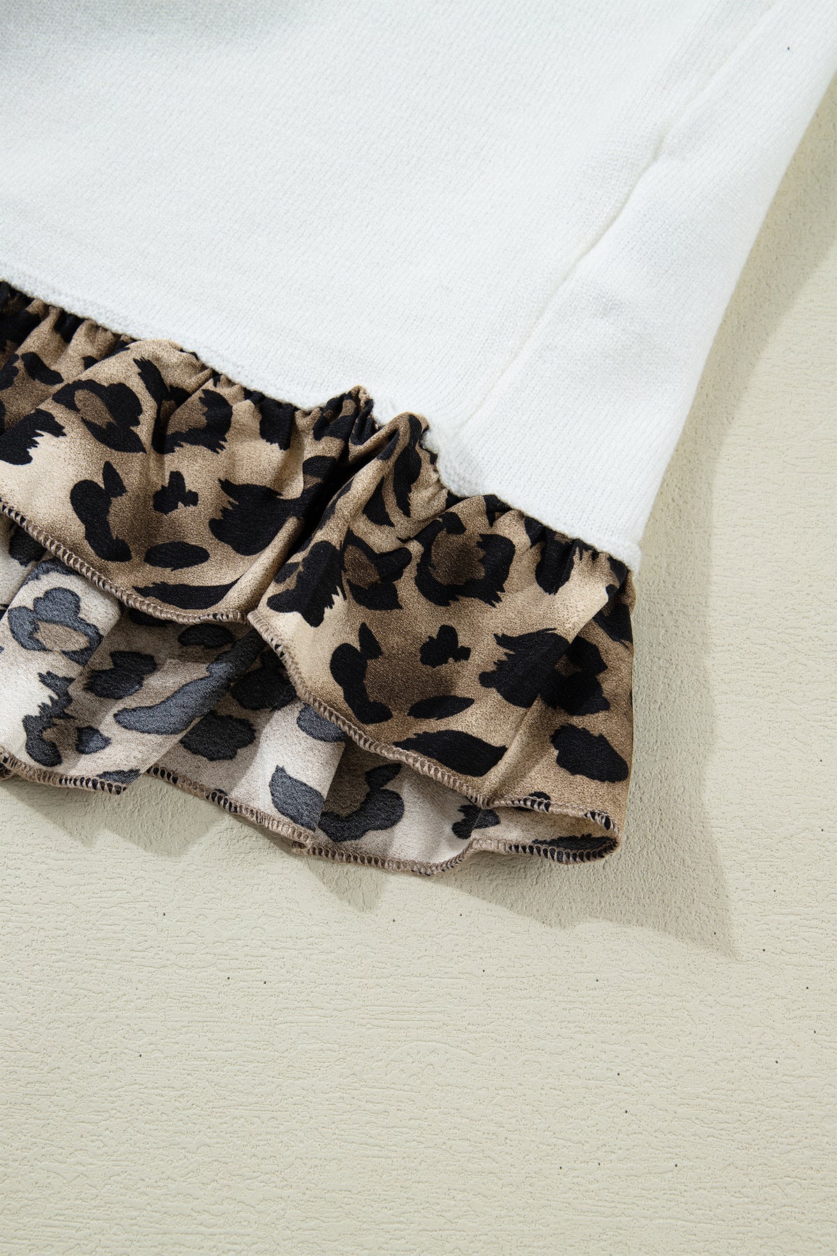 KaleaBoutique Stylish Knitted Leopard Ruffle Patchwork Button Down Cropped Cardigan - KaleaBoutique.com