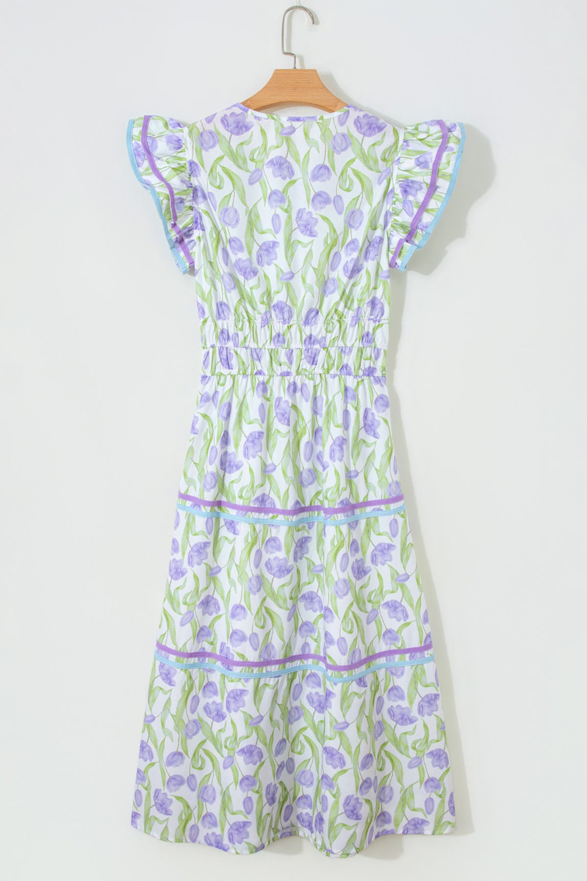 KaleaBoutique Comfortable Tulip Floral Print Contrast Trim Midi Dress - KaleaBoutique.com