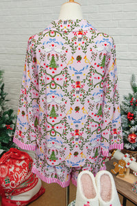 KaleaBoutique Stylish Christmas Holiday Print Nutcracker Long Sleeve Shorts 2pcs Pajama Set - KaleaBoutique.com