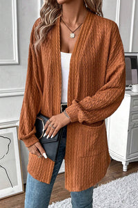 KaleaBoutique Stylish Textured Knit Side Pockets Open Front Cardigan - KaleaBoutique.com