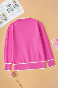 KaleaBoutique Comfortable Color Contrast Side Pockets Button V Neck Cardigan - KaleaBoutique.com