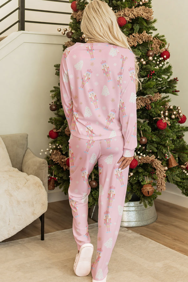 KaleaBoutique Stylish Christmas Tree Nutcracker Print 2pcs Lounge Pant Set - KaleaBoutique.com