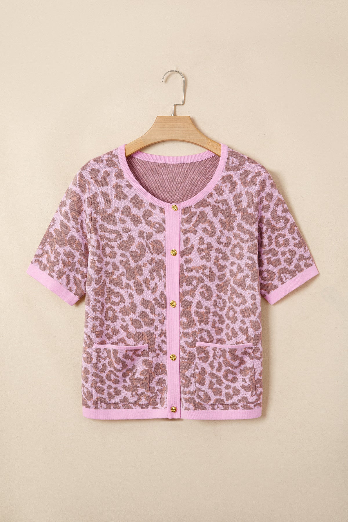 KaleaBoutique Comfortable Leopard Button Down Short Sleeve Sweater Cardigan - KaleaBoutique.com