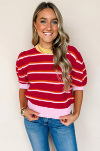 KaleaBoutique Stylish Colorblock Trim Half Sleeve Sweater Top - KaleaBoutique.com