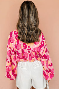 KaleaBoutique Blooming Floral Print Puff Sleeve Buttoned Shirt - KaleaBoutique.com