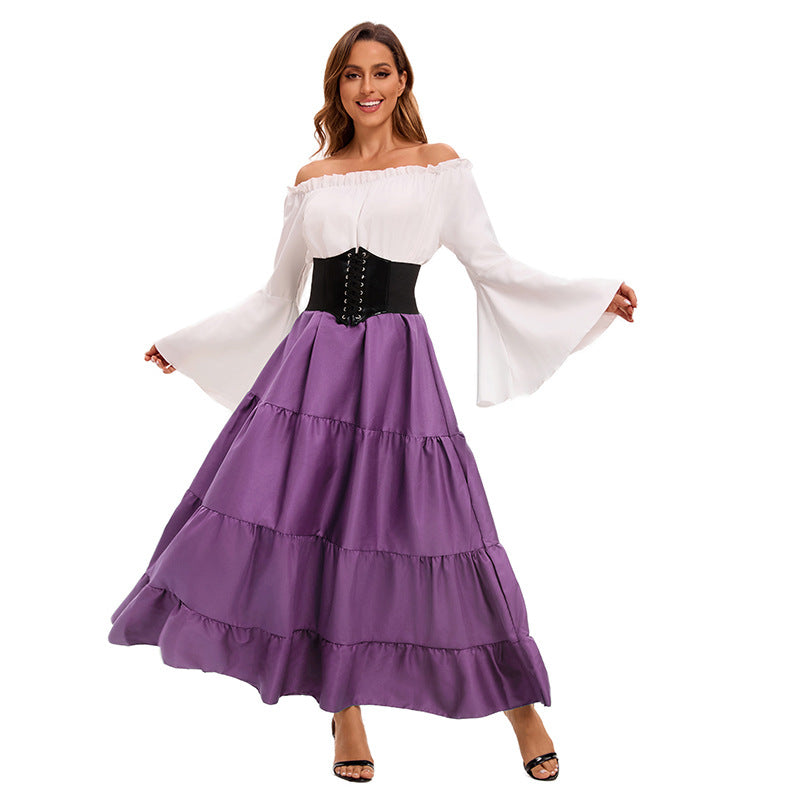 Womens Medieval Costume Vintage Court Long Dress - KaleaBoutique.com