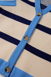 Colorblock Drop Shoulder Buttoned Loose Cardigan - KaleaBoutique.com