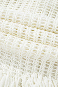 Crochet Fishnet Fringed Edge V Neck Beach Cover Up - KaleaBoutique.com