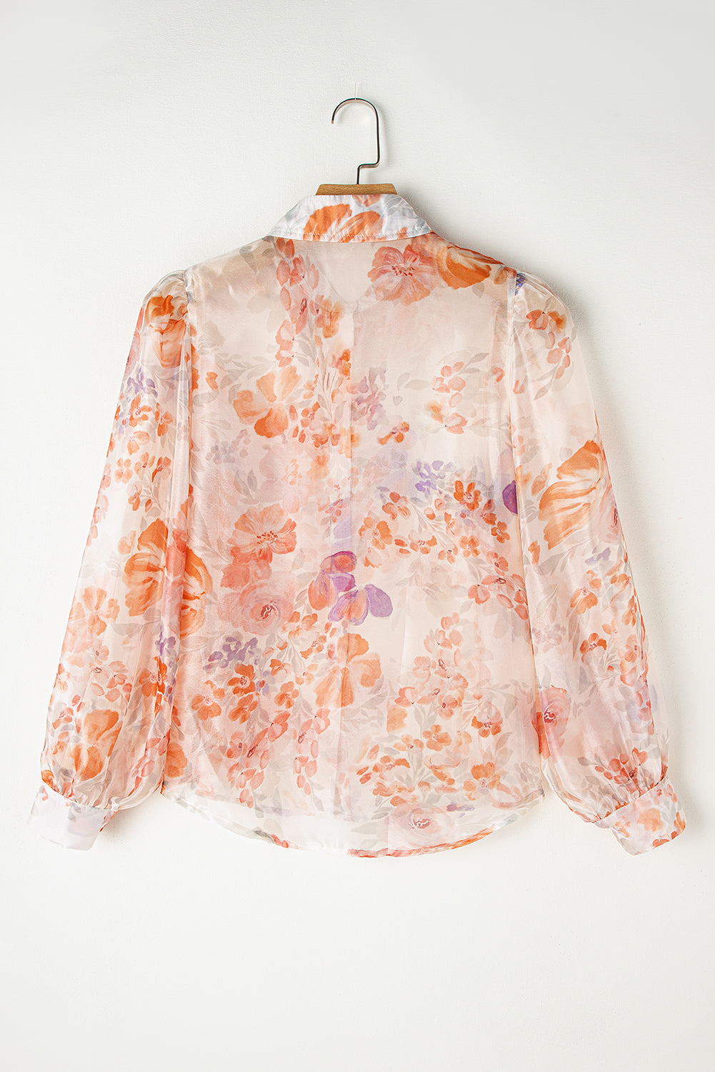 KaleaBoutique Floral Print Collared Balloon Sleeve Loose Shirt - KaleaBoutique.com