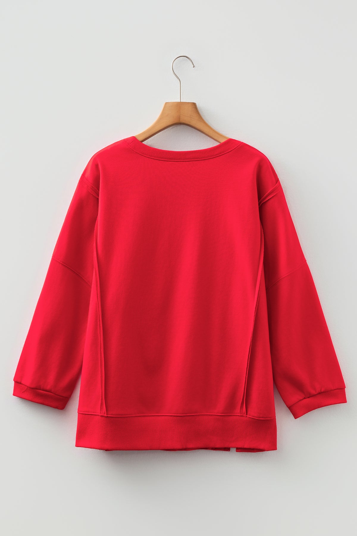 Floral Bow Patched Exposed Seam Patchwork Slit Baggy Sweatshirt - KaleaBoutique.com