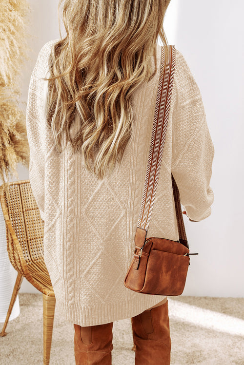 KaleaBoutique Comfortable Cable Knit Drop Shoulder Loose Fit Sweater Dress - KaleaBoutique.com