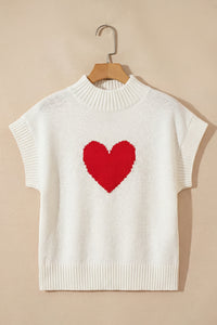 KaleaBoutique Stylish Valentine Heart Graphic Cropped Short Sleeve Sweater - KaleaBoutique.com